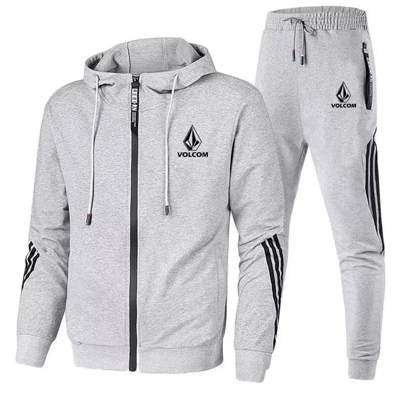 Outdoor Sportswear - Fashion Side Stripes Zip Hood Tracksuit