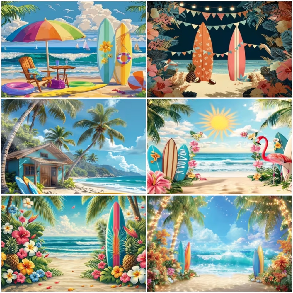 Summer Surfboard Theme Backdro - Outdoor Sport Background recension och pris